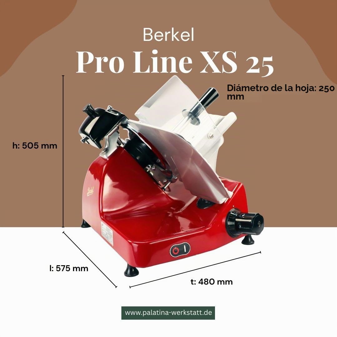 Berkel Pro Line XS 25 - Cortador profesional para cocina - Máxima precisión y rendimiento + tabla de madera 100% hecha a mano única