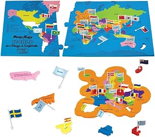 Imagimake Mapology World Map Puzzle with Flags & Capitals - Educational Jigsaw for Kids Ages 5-12, Geography Toys & Gifts