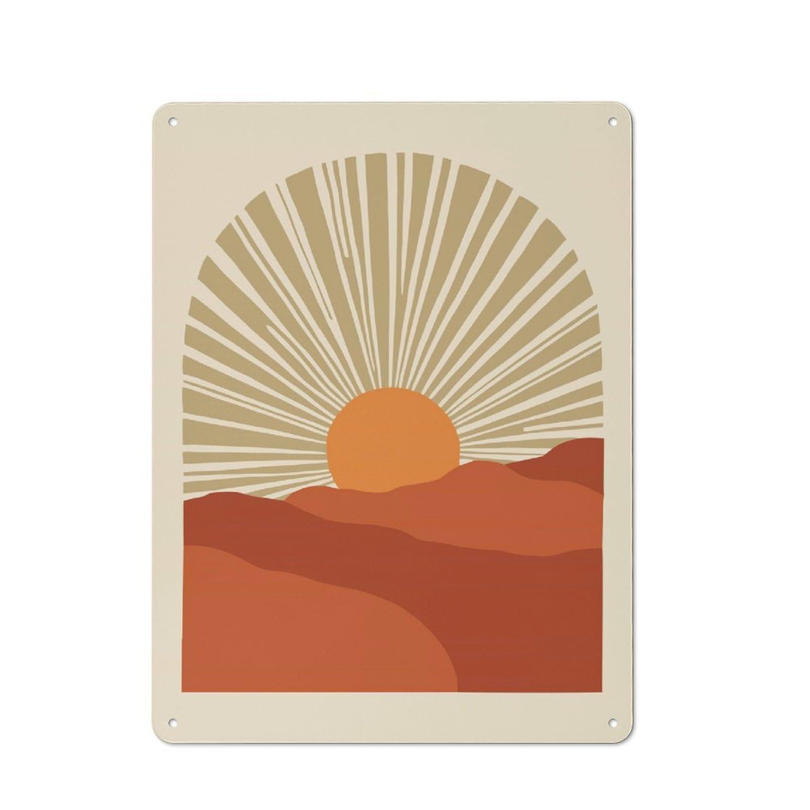 Sunset Desert Landscape Metal Tin Sign, Small Wall Accent for Small Toilet, Washroom And Hallway, 40x30cm