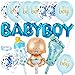 Baby Shower Dekoration Jungen | Babyparty Deko Jungen mit Helium Konfetti Luftballons und Baby Boy Folienballon | Its a Boy blaue Luftballons | Taufe Deko Junge, Gender Reveal Party Deko