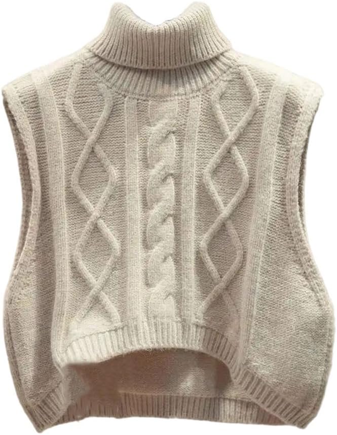 Women's Twist Sweater Vest Winter Sleeveless Solid Color Knitted Vest Top