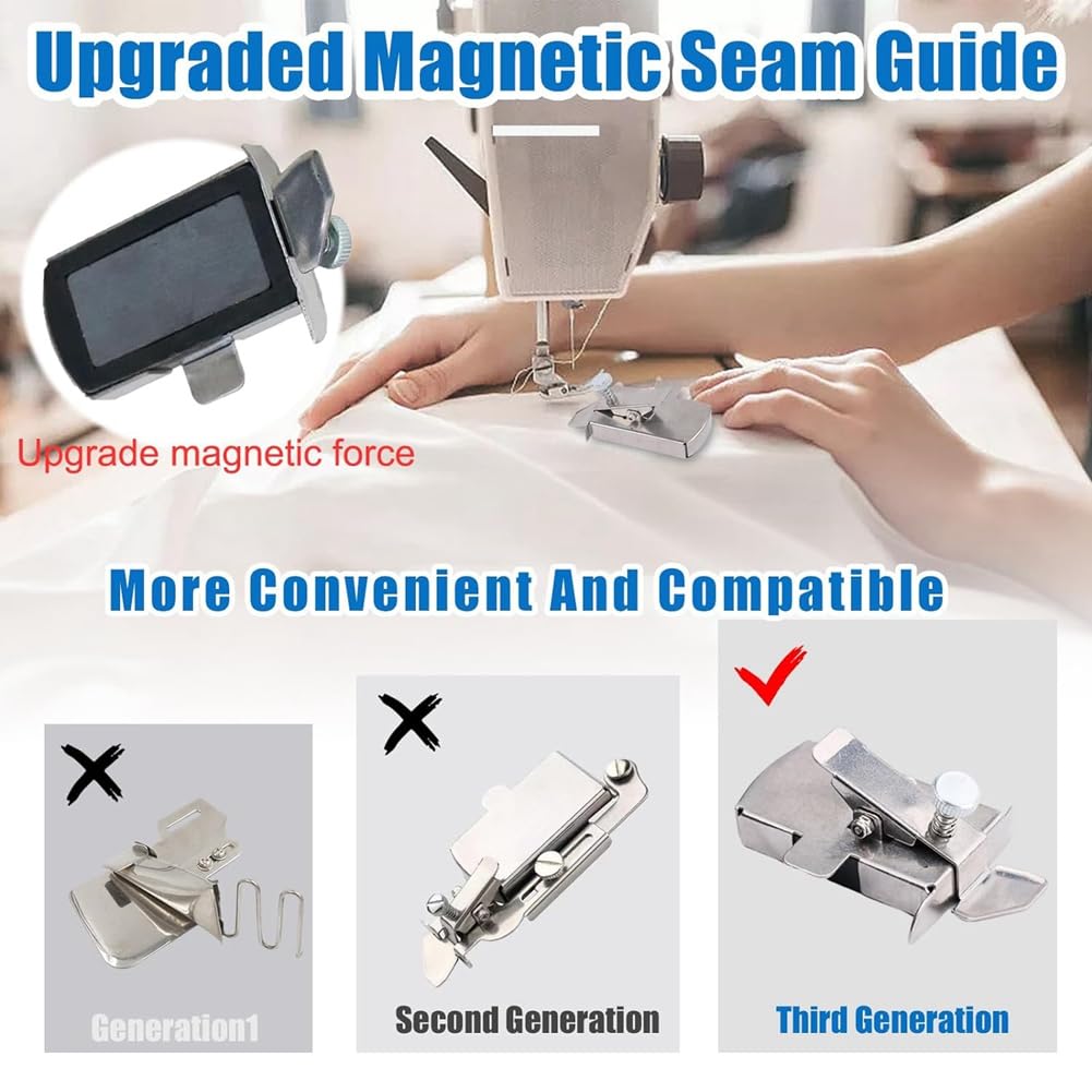 2 Pezzi Guida alla Cucitura Magnetica, Guida Magnetica per Macchina da Cucire, Guida di Cucitura Universali, Guide Magnetiche per Macchine, Guida Cucitura Magnetica per Cucire Dritte e Curve