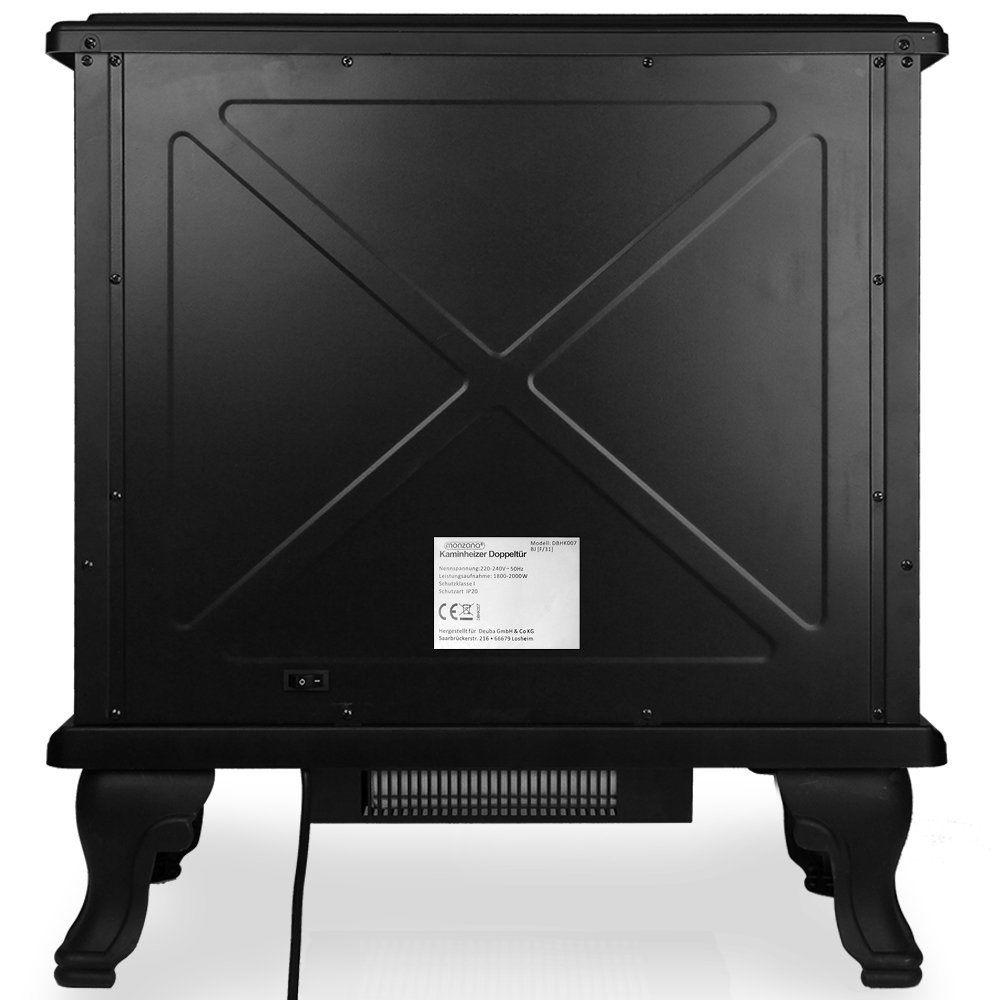 MONZANA® Elektrokamin LED Flammeneffekt 2000W Heizlüfter Elektrisch 2 Heizstufen Fernbedienung Heizung Timer Kamin Wohnzimmer Ofen 70x36x66cm Schwarz