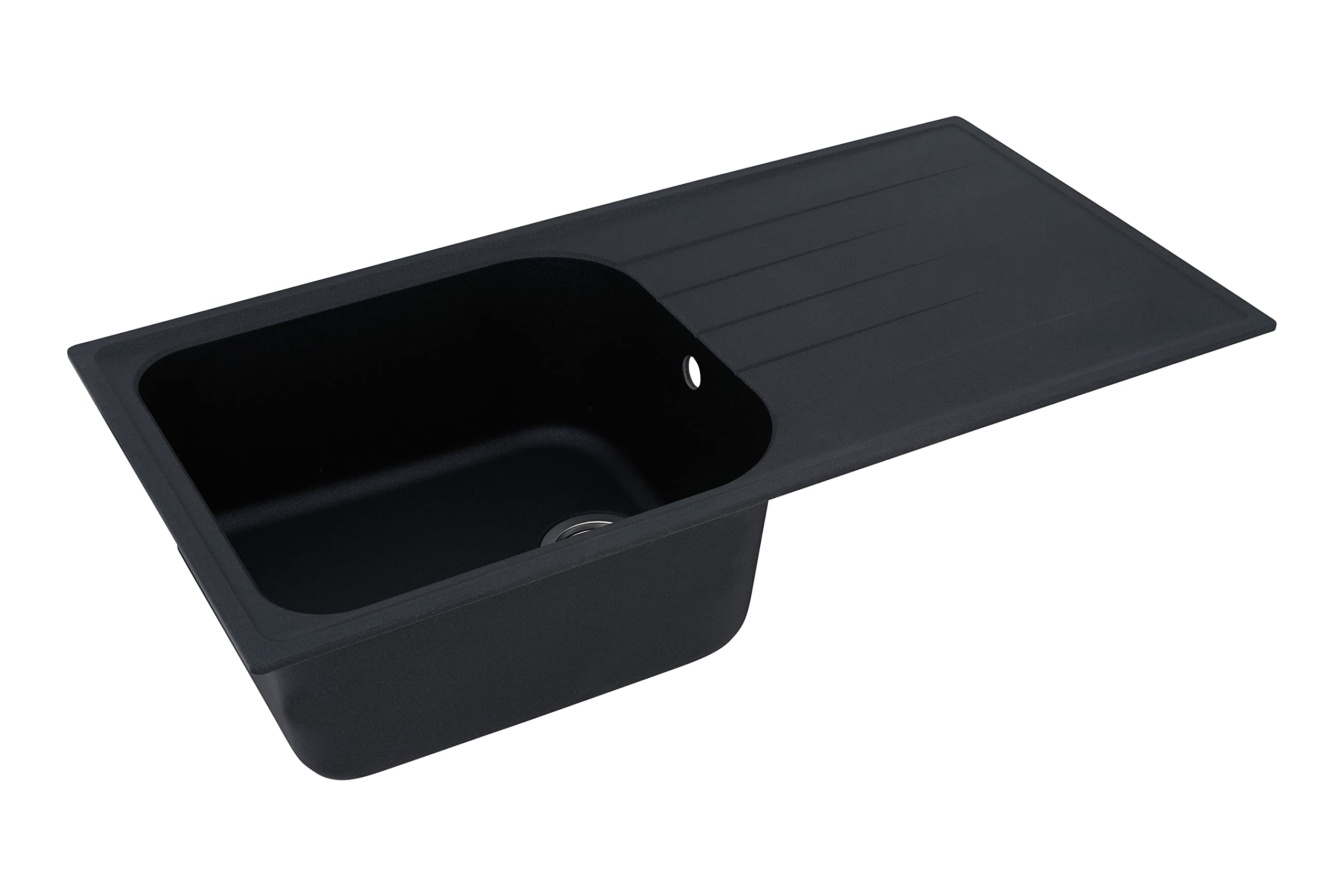 Respekta Lavello da Cucina Orlando in granito color Nero, Lavello da Incasso con 1 vasca, dimensioni 100 x 50 cm, Lavello Adatto per Mobili Sottolavello da 60 cm di Larghezza