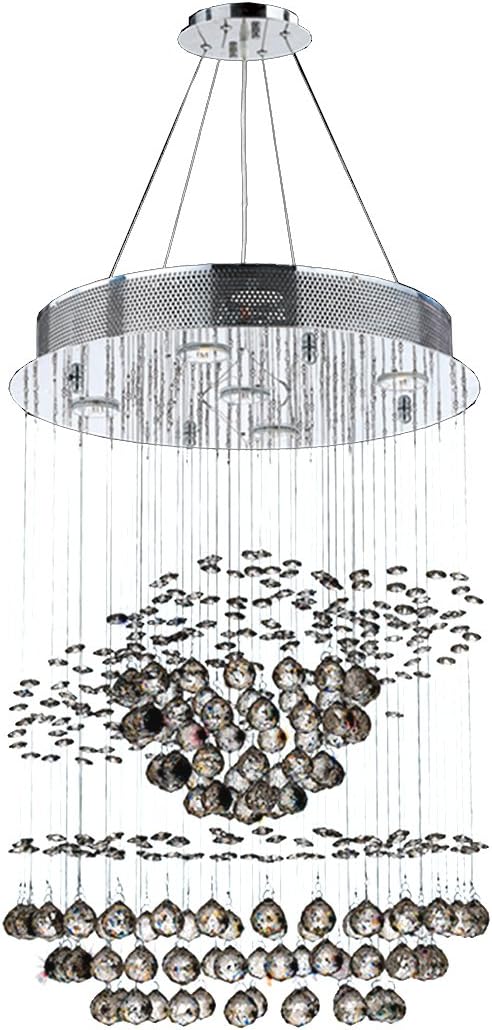 Saturn Collection 5 Light Chrome Finish and Clear Crystal Galaxy Chandelier 18" D x 26" H Medium