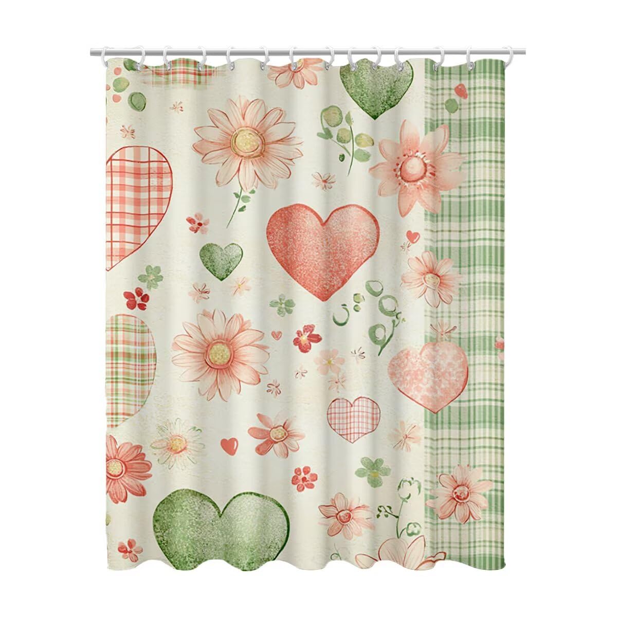 Rideau de douche vert sauge imperméable en polyester 180x200 cm avec 12 crochets