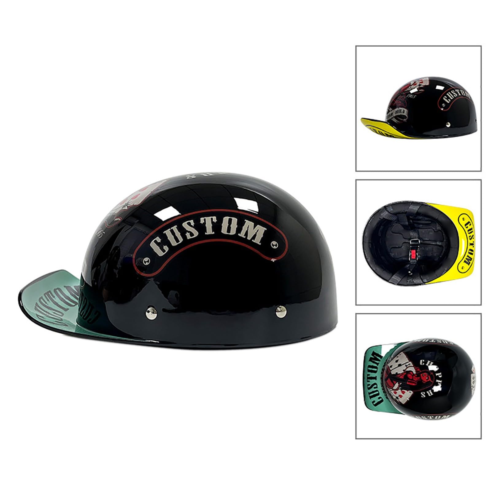 Retro kask motocyklowy, zatwierdzony przez ECE, czapka z daszkiem w stylu vintage, kask półskorupowy, dla dorosłych, mężczyzn i kobiet