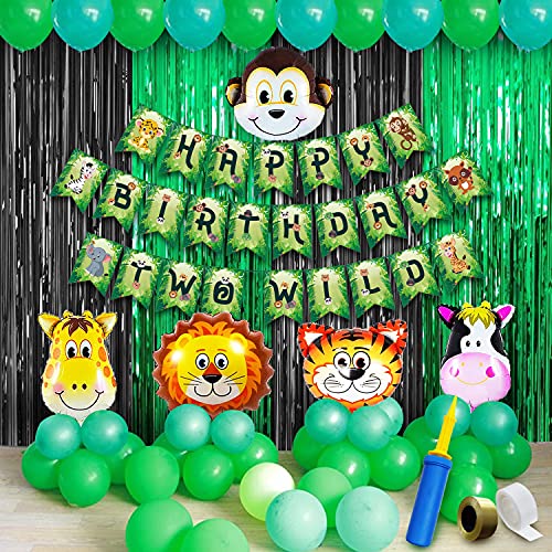 Image of Party Propz 2Nd Birthday Decorations - 62 Pcs, Jungle Theme Birthday Decoration|2Nd Birthday Decoration For Boys, Girls|Animal, Jungle Theme Party Decoration|Jungle Safari Theme|Animal Balloons