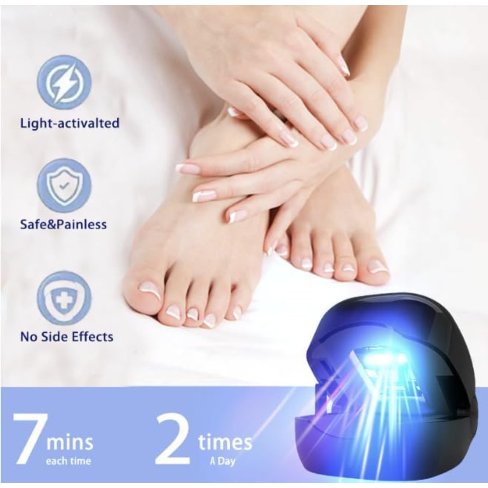 OrthoVital Appareil Anti Mycose - pour les Doigts et les Orteils Traitement Portable Dispositif Des Champignons Des Ongles, LaserEffective Appareil Mycose Ongle Pied (blanc)