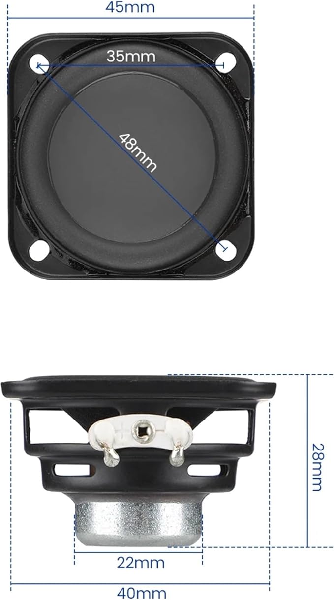 2 Pares Parlante Audio 45 mm 6 Ohm 6W Neodimio Rango Completo miniatura 5
