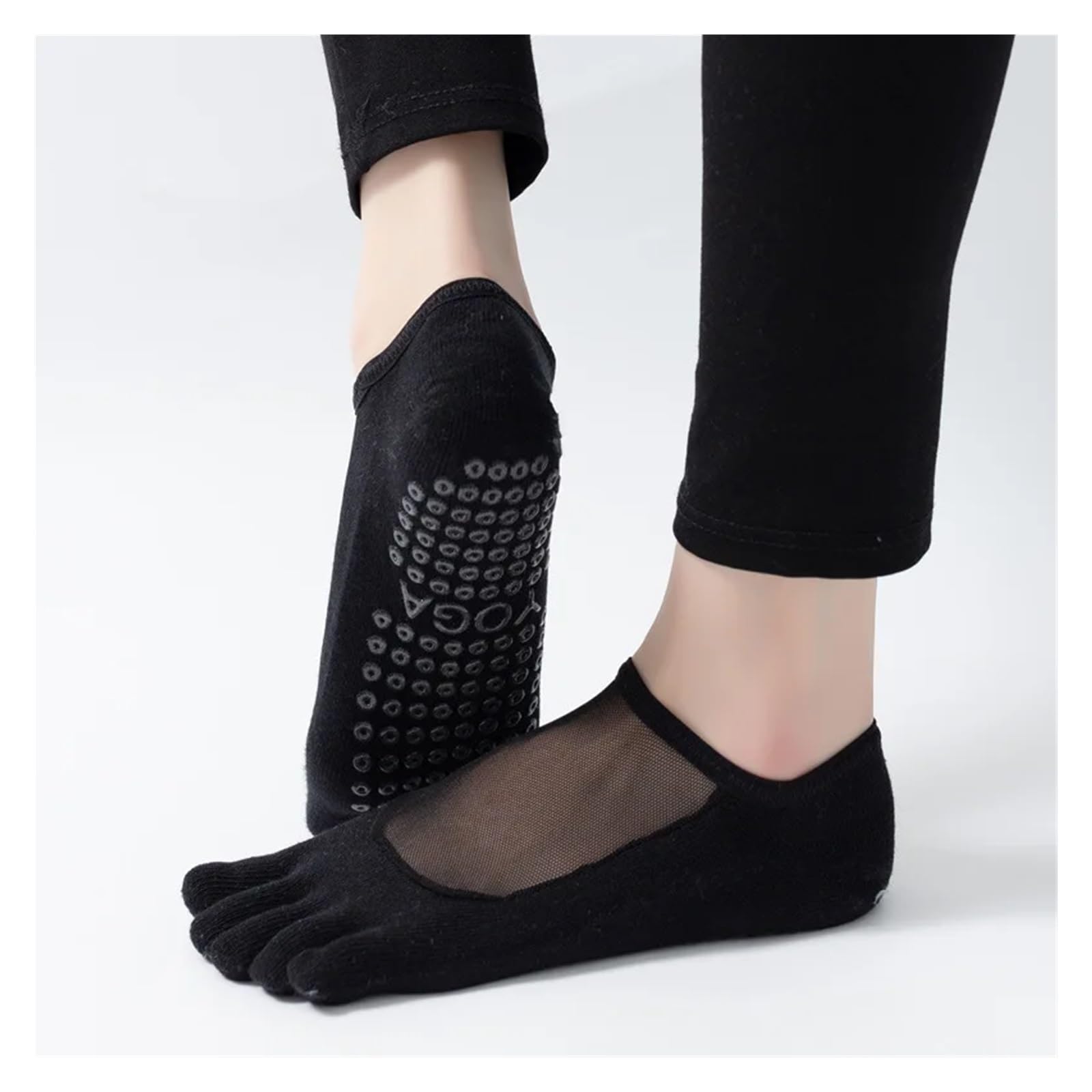 Yoga Socken Pilates Vollzehensocke Damen Yoga Zubehör Mesh Rutschfestes Silikon No-Show Five Toes Socke Sportsocken(Blue3)