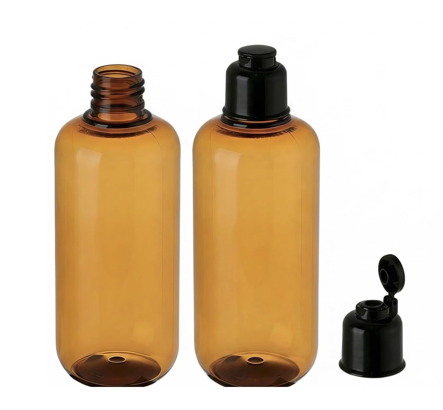 VASANA 200 ml di ricarica vuota in plastica da spremere con tappo nero per trucco, oli essenziali, shampoo, gel doccia liquido per il corpo e sapone fai da te, confezione da 2 (ambra) 300ml Ambra