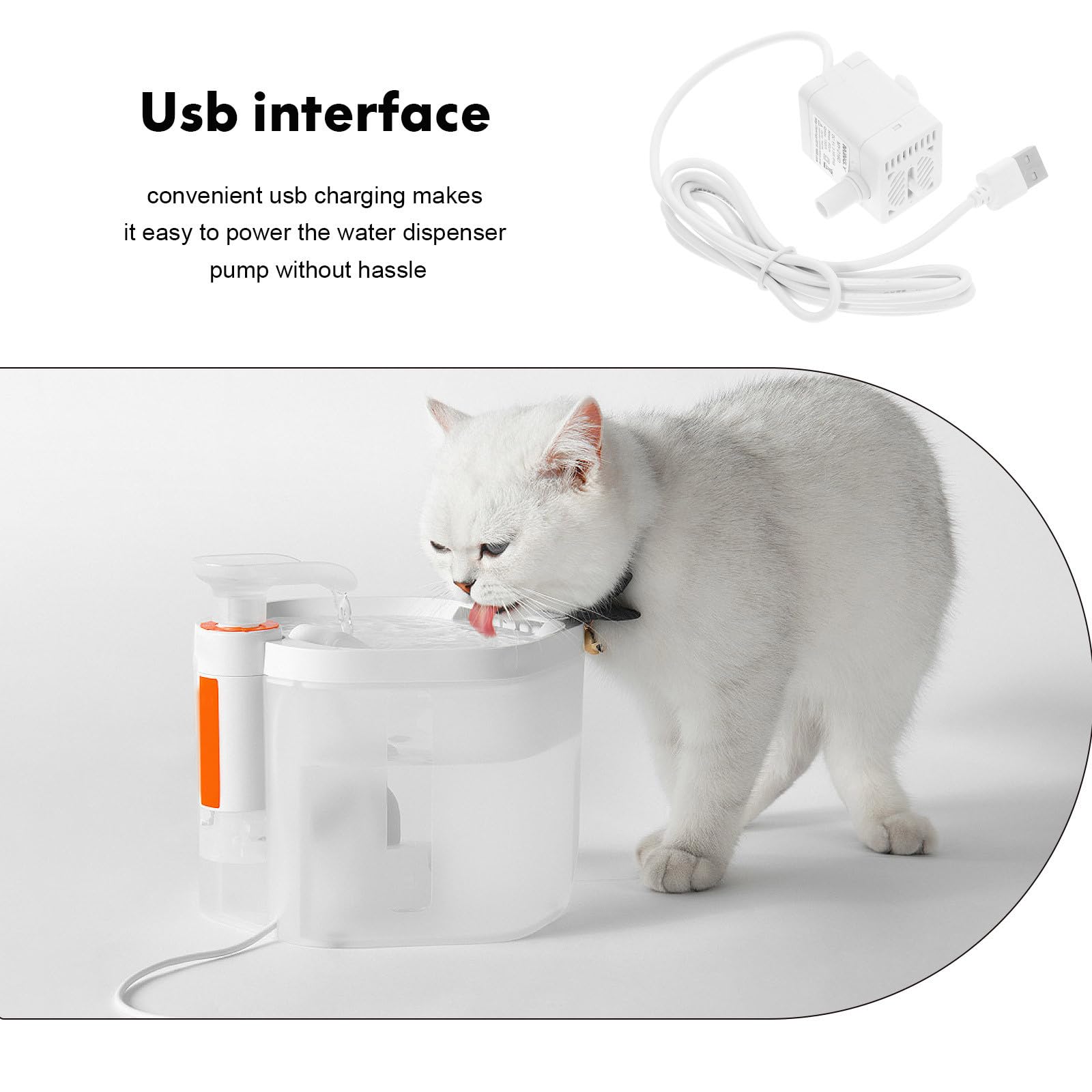 Toyvian Pompe Fontaine à Eau pour Chat USB Compacte et Silencieuse, Pompe Submersible en Abs 3w 150l/h pour Fontaines à Animaux Domestiques