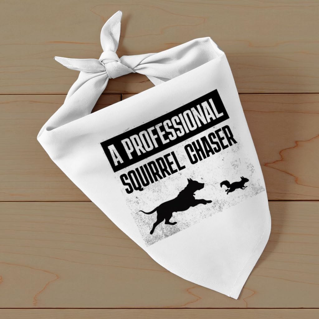 A Professional Squirrel Chaser Pet Bandana - Items for Pets - Gifts for Pets - L