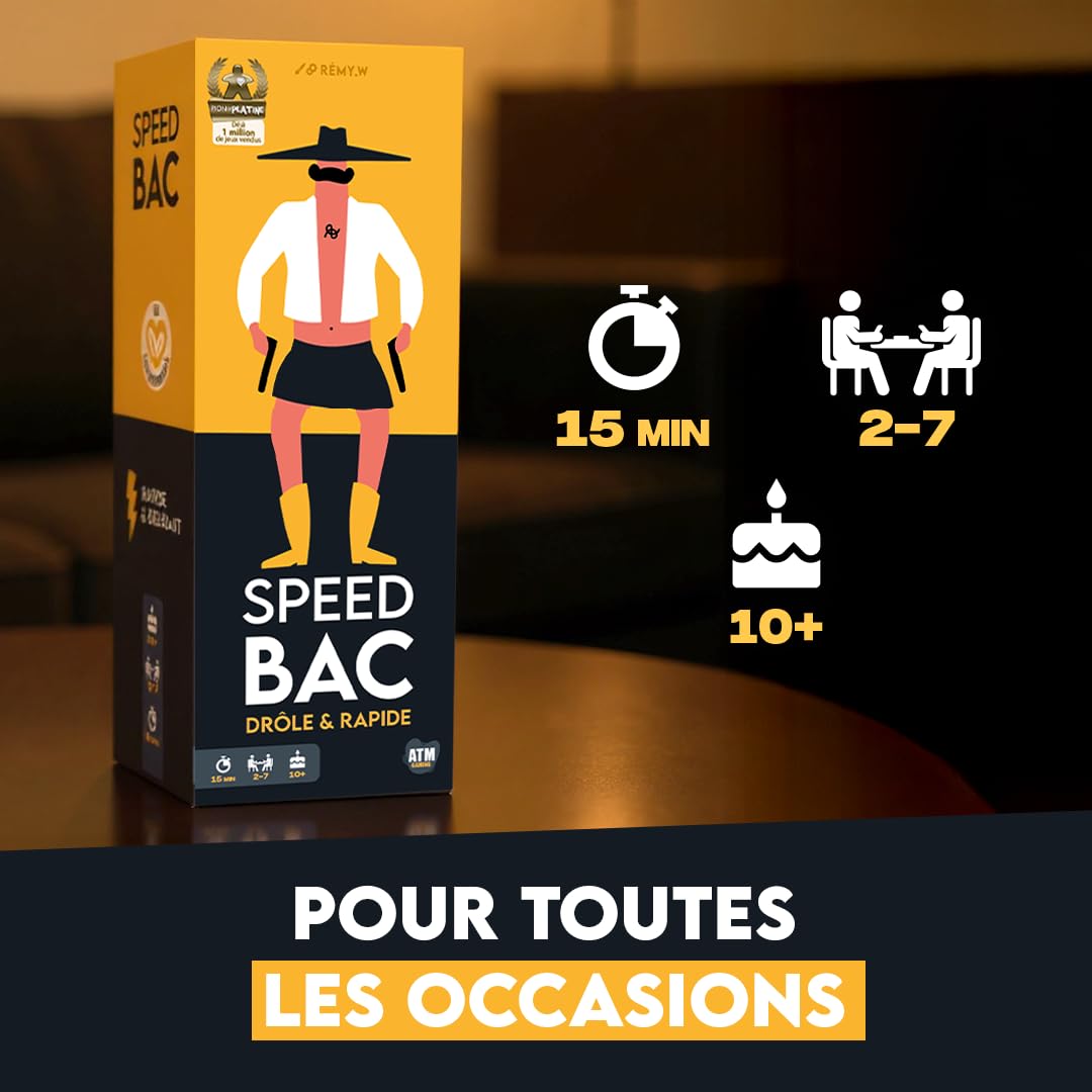 ATM Gaming Lot de 3 Speedbac - Jeux de société - Parfait pour Mettre l'ambiance - 2 à 7 Joueurs - Version Classique, Kids et Adultes