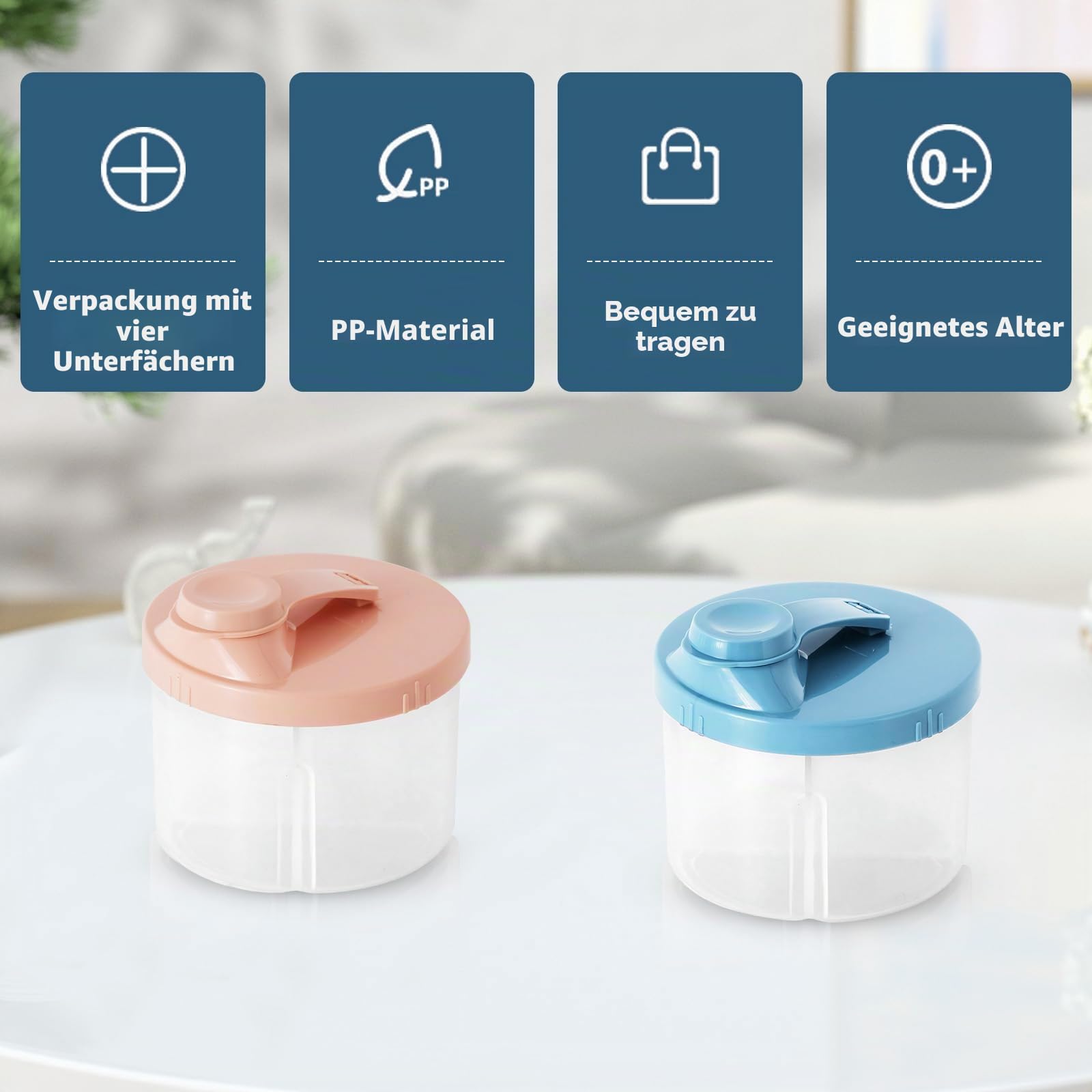 2 Stück Formel-Pulvertöpfe, leicht zu reinigen, tragbarer Formelspender, drehbar mit Abdeckung, Baby-Milchpulverspender, Töpfe, für Einkaufen, Reisen