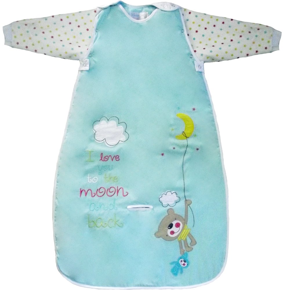 The Dream Bag Baby Sleeping Bag Long Sleeved Travel Moon and Back 18-36 Months 2.5 TOG - Aqua