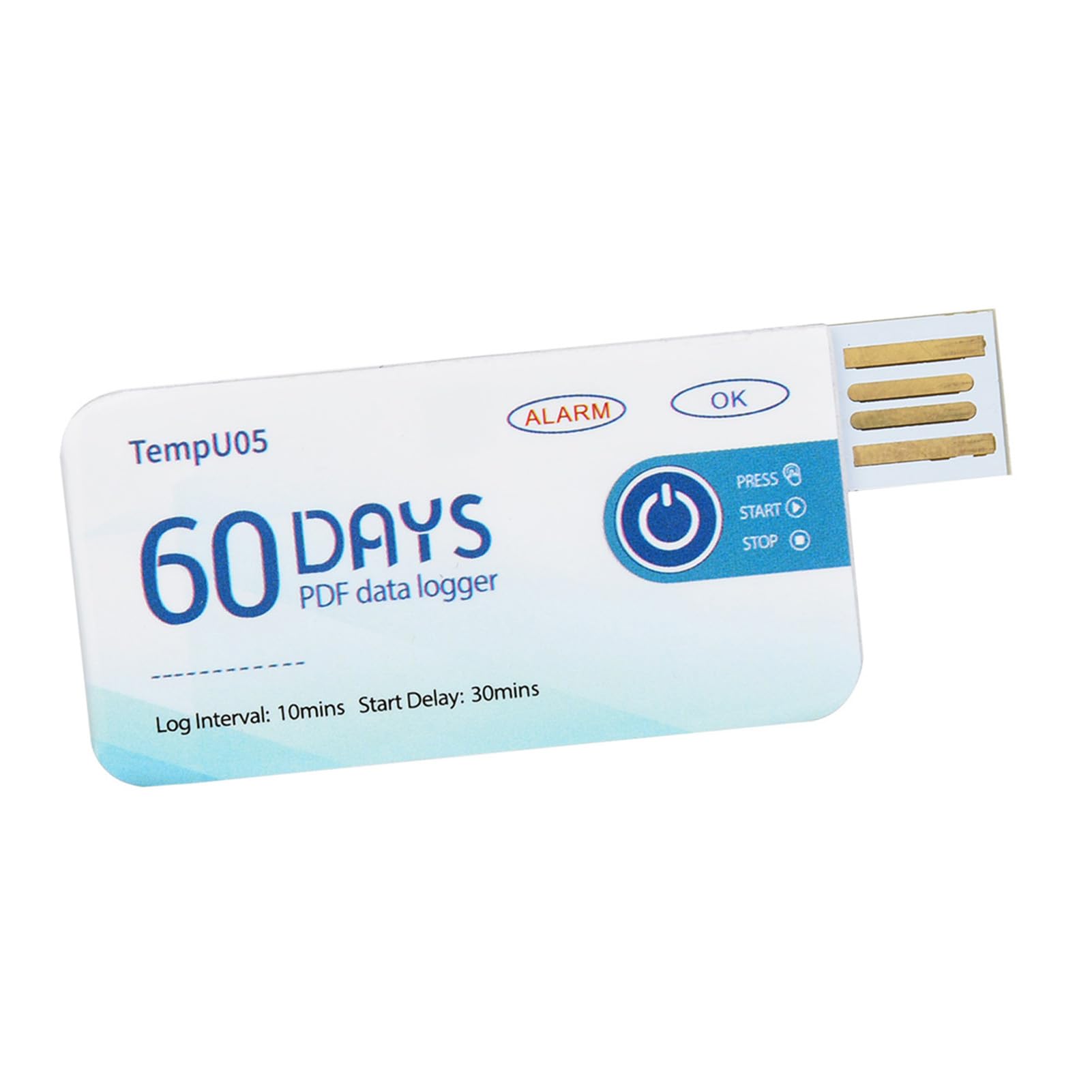 TempU05 Registratore Dati Temperatura Monouso con USB Genera Rapporto PDF per Monitoraggio Farmaci Alimenti Prodotti Chimici Strumento Registrazione Portatile per Trasporto e Conservazione Sicura