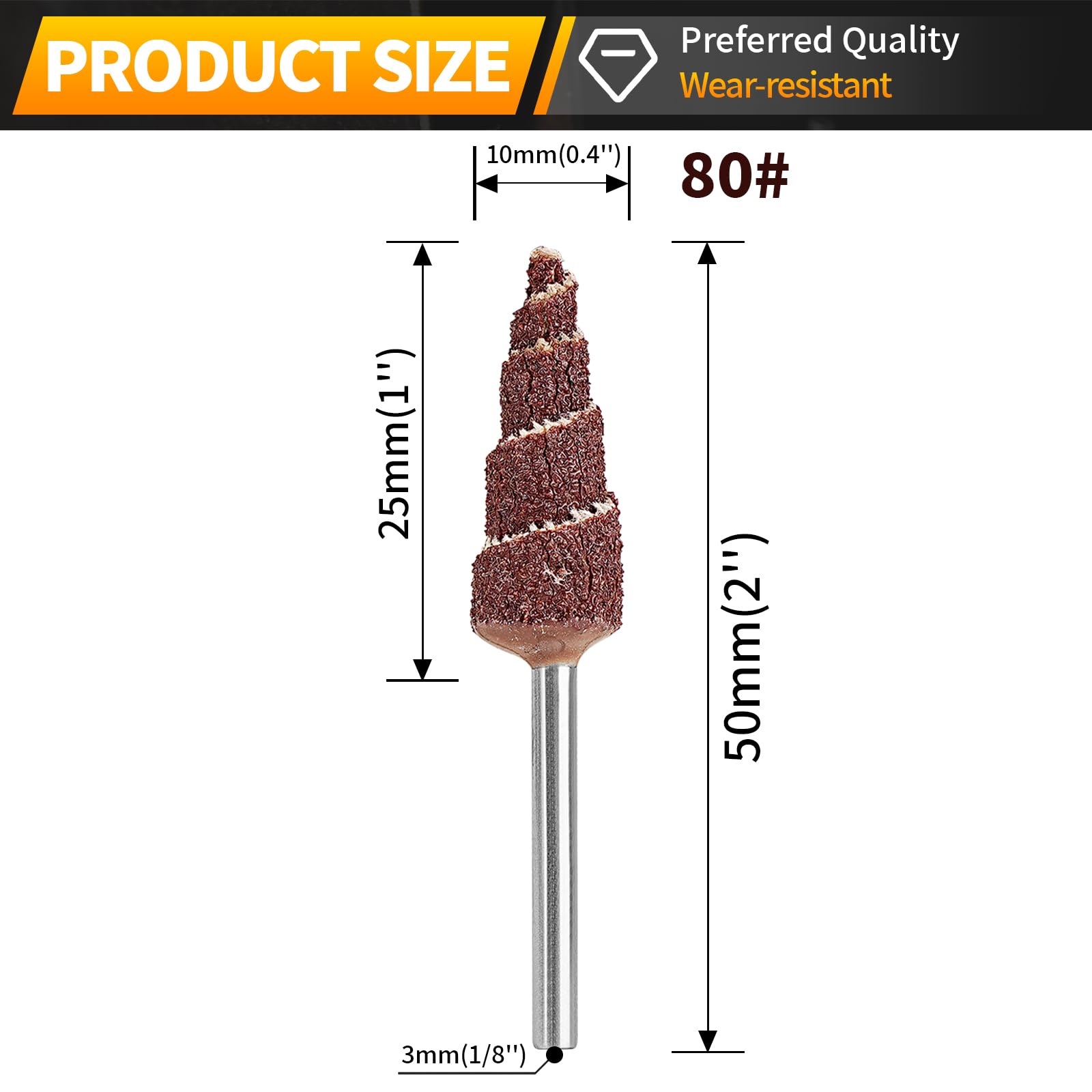 Cone Shape Sandpaper Flap Wheels - 20 Pcs -2