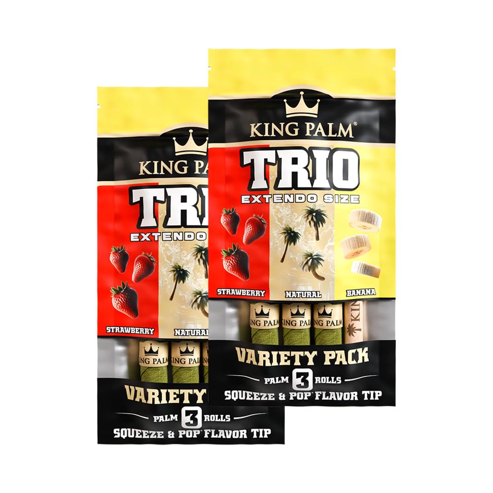 King Palm Extendo Prerolled Cones - All Natural Preroll Palm Leaf Cone - Corn Husk Filter Tip - Organic Per Rolled Palm Leaf Wraps - 3 Cones per Pack - 2 Packs
