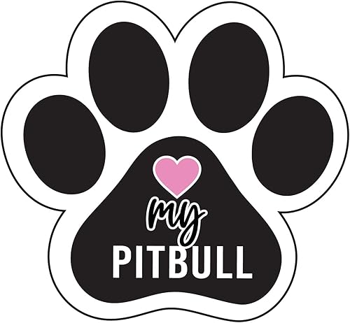 Love My Pitbull Paw Print - Imán para refrigerador de perro con estampado de patas de perro (Imán con estampado de patas de perro)