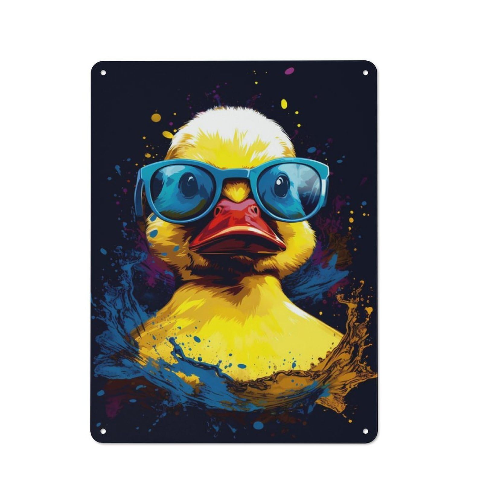 Junmoney Rubber Duck With Sunglasse Metal Plaque 40X30cm With For Garage Wall, Vintage Decor, For Vintage Wall Decor Fans, For Metal Sign Collectors