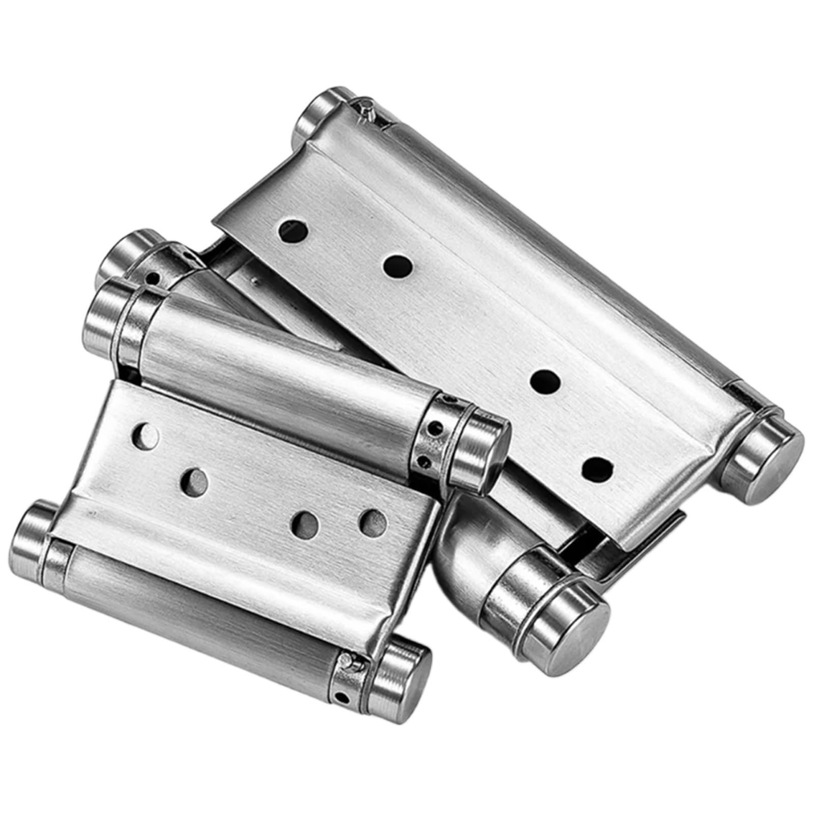 Flush Bolt for Double Door 2pcs Double Spring Hinge Two-Way Free Door Stainless Steel Automatic Closing Garage Hinges Fence Dedicated(3inch)