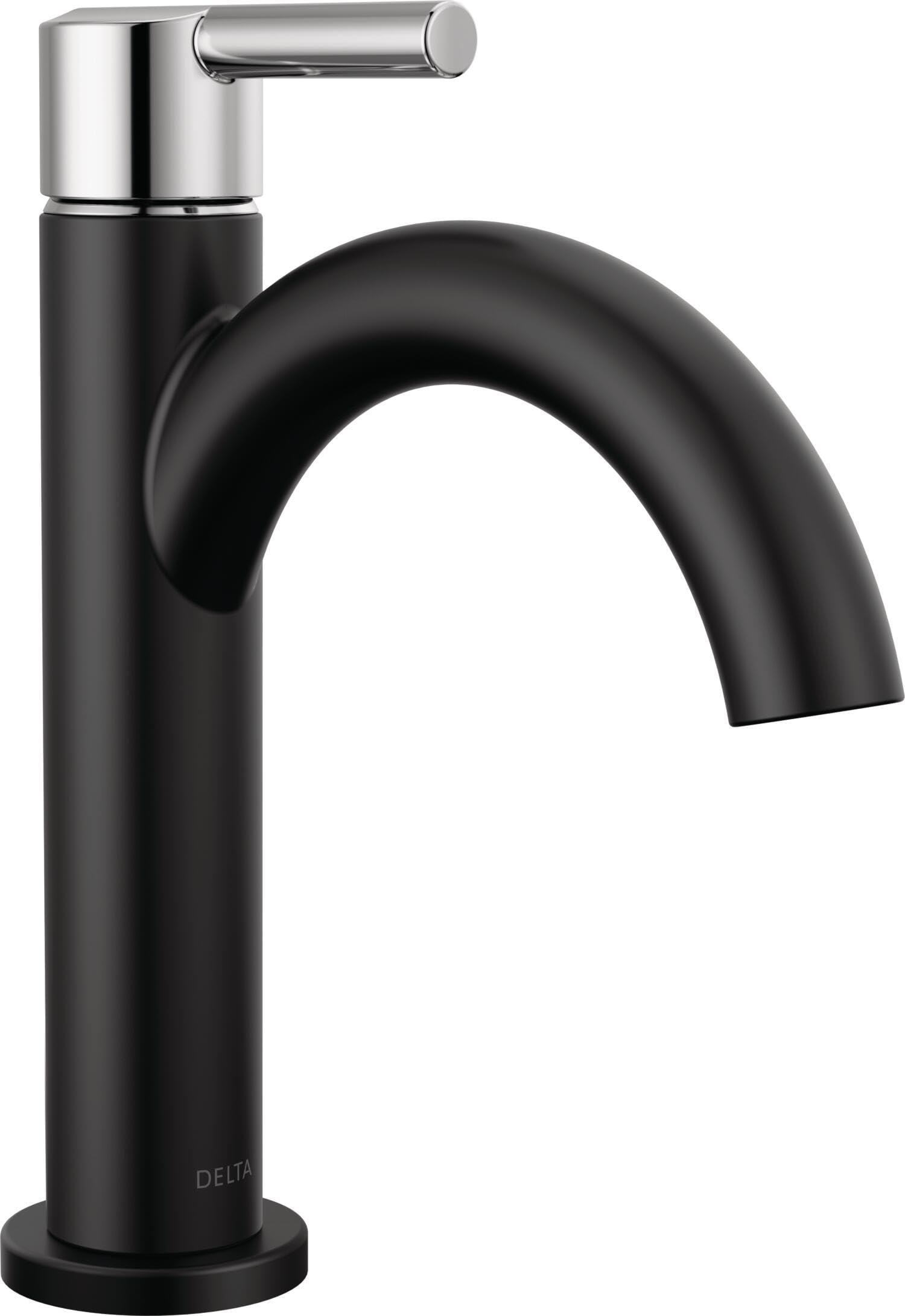 Delta Faucet Nicoli Matte Black Bathroom Faucet, Black/Chrome Single Hole Bathroom Sink Faucet, Single Handle Bathroom Faucet, Pop-Up Drain Assembly, Matte Black/Chrome 15749LF-CS