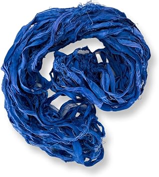 Revolution Fibers - 100% Recycled Saree Sari Silk Ribbon Yarn - Bulky Weight - 50 Yards per 100 Grams | Knitting & Crocheting | Jewelry Making, Gift Wrapping and Weaving Bermuda Ocean Blend