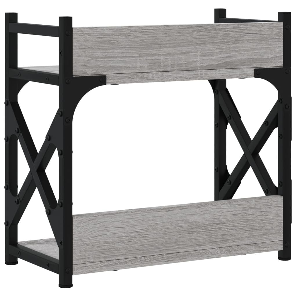 Druckerständer aus Holzwerkstoff mit 2 Ablagen, Grau Sonoma, 40x20x40 cm, Druckerregal mit verstellbaren Beinen und Metallgestell für Stabilität, multifunktionaler