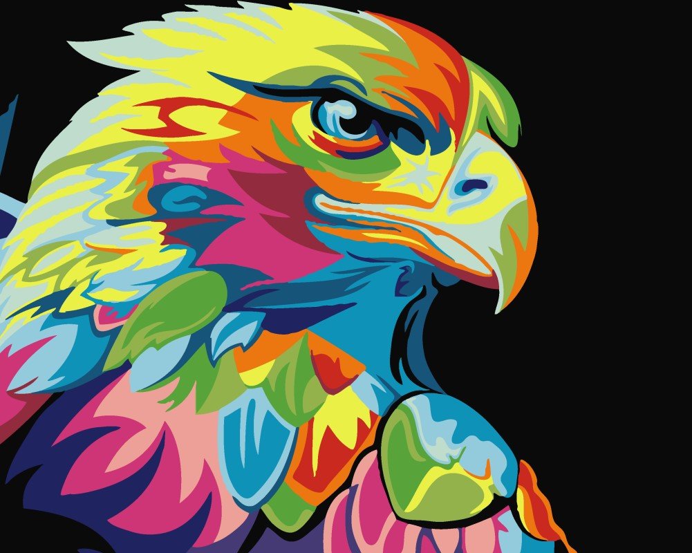 YEESAM ART Paint by Numbers for Adults Beginners Colourful Eagle 16x20 inch Linen Canvas Acrylic DIY Number Painting Kits Wall Art Decor Gifts — image 1