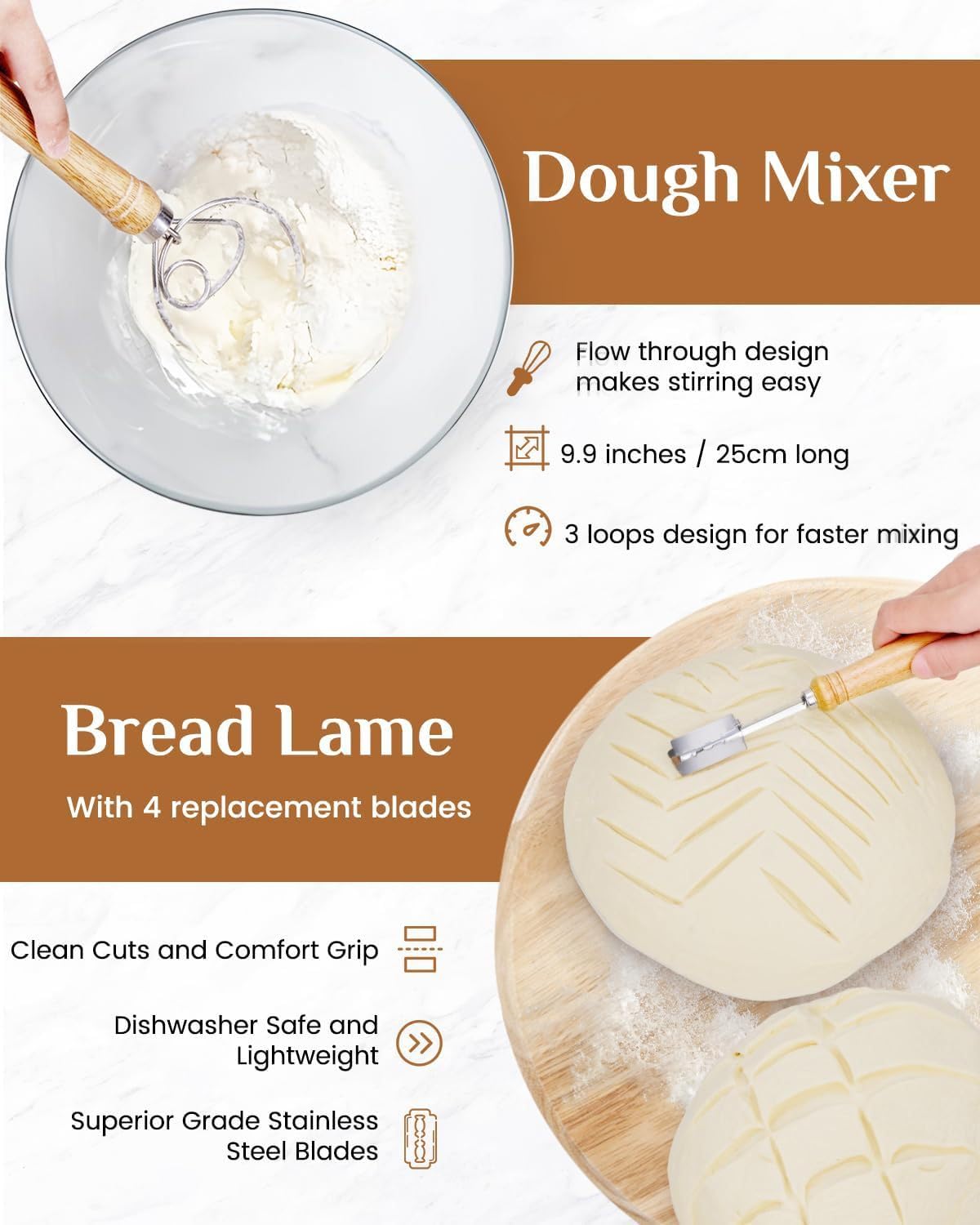 Gärkorb Set,Brot Gärkörbchen aus Peddigrohr zum Brot backen,Gärkörbchen Rund & Oval 2er Set,Gärkorb Brot mit Teigschaber für Heim- und Professionelle Bäcker