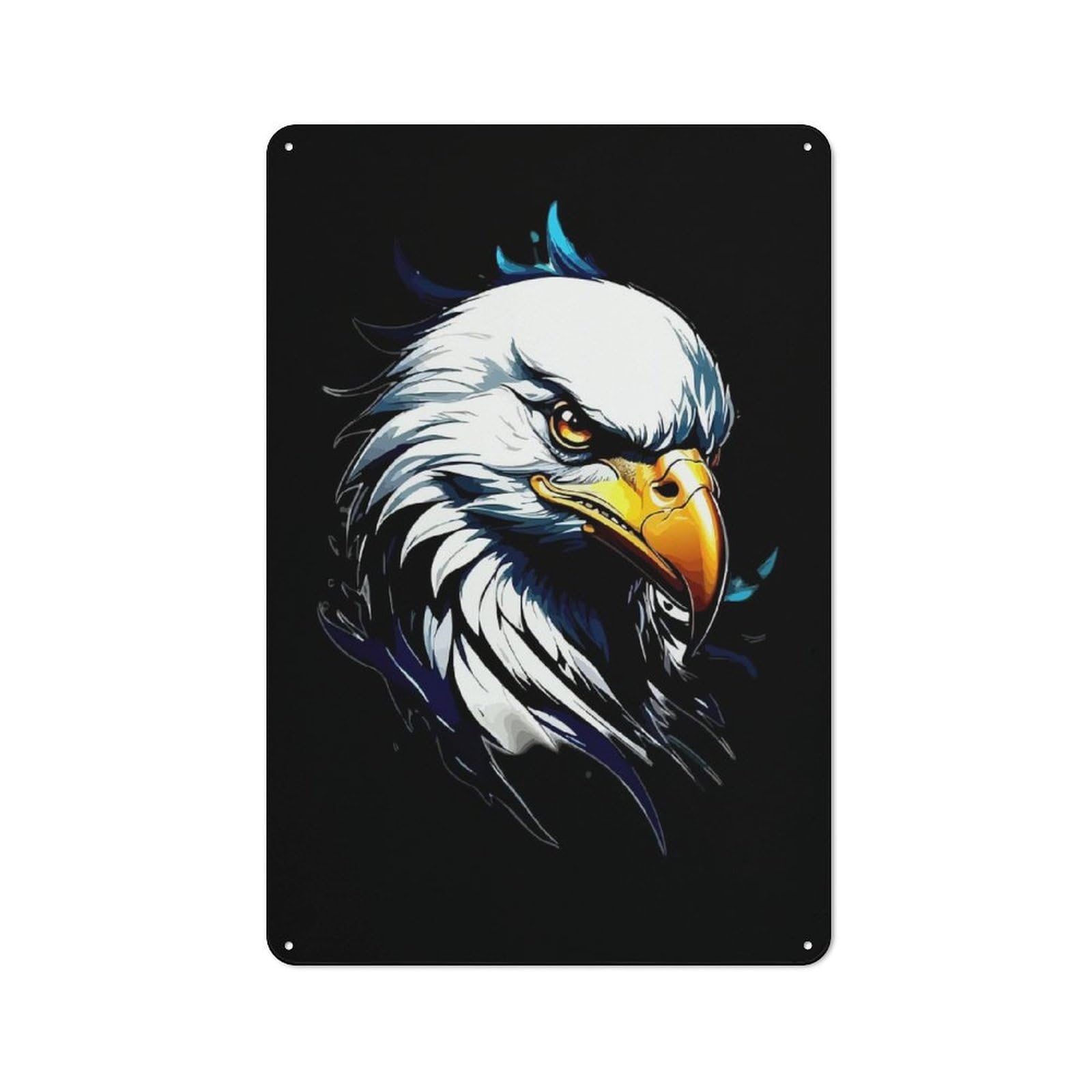 Junmoney Eagle Head Portrait On Black Background Classic Decorative Tin Plaque 30X20cm, Bar Wall Plaque For Diner, Restaurant, Shed Or Kitchen
