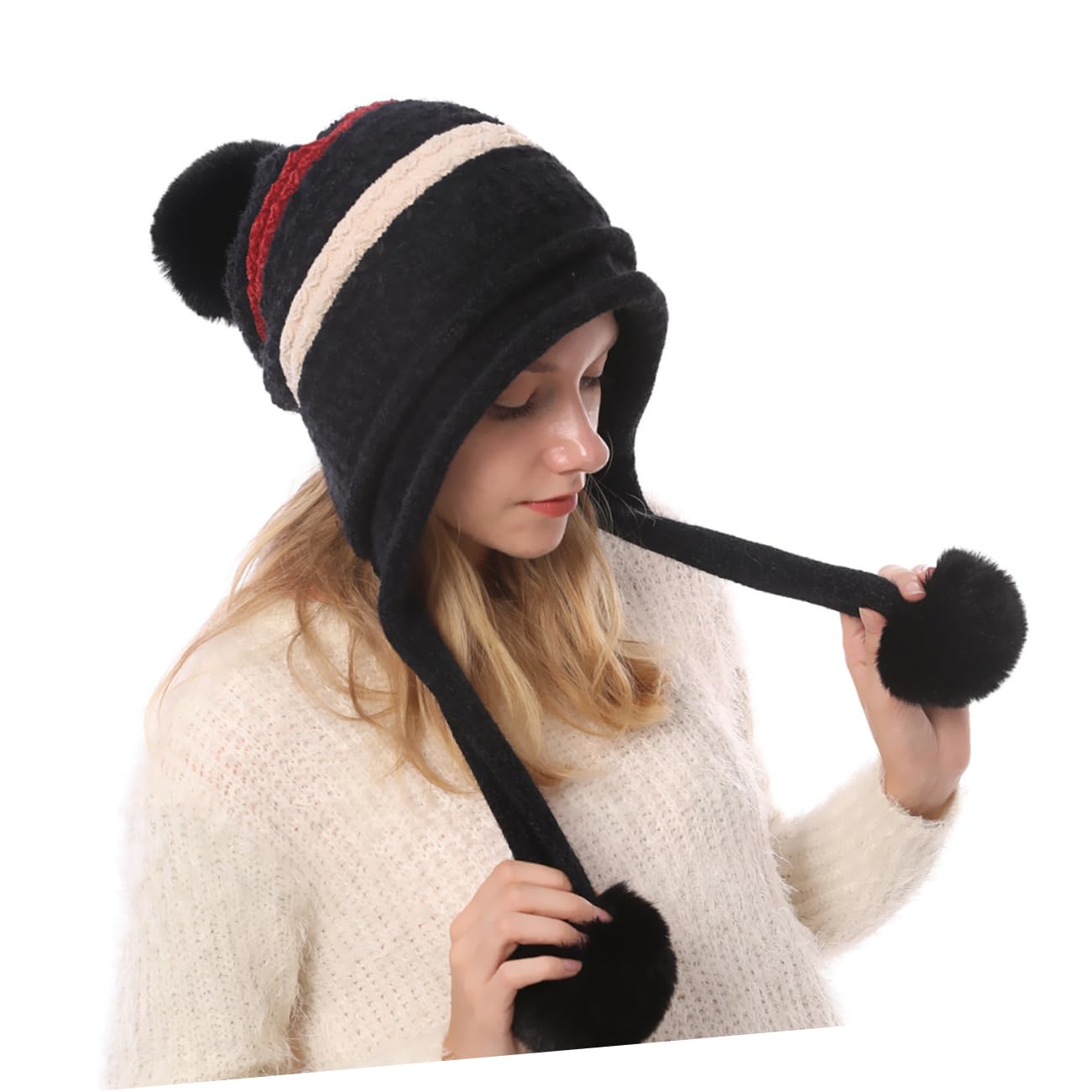 3 Stück Gestrickte Wollmütze Jungen Mütze Mädchen n n Damen n Und n Damen Strick Strick Mit Ohrenklappen Warme Beanie Bommel Weiche