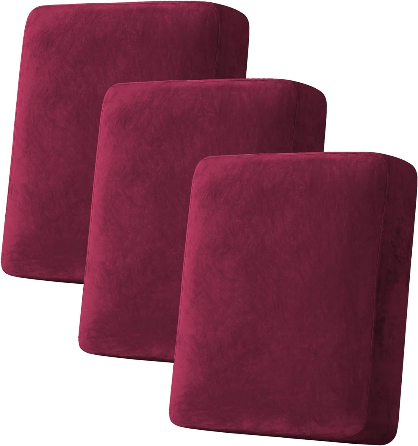 LINGKY Sofa Seat Cushion Cover, Sofa Cushion Slipcovers Stretch Velvet, Universal Non-Slip Couch Cushion Covers Replacement for Individual Furniture Protector (Wine Red,1 Seater)
