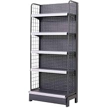 Generisch End striyel s permarket raf , 5 raf, siyah/beyaz, tek tarafl , marketler, alkoll  i ki d kkanlar , ofis malzemeleri i in ideal, Grizzly 62 x 40 x 135 cm