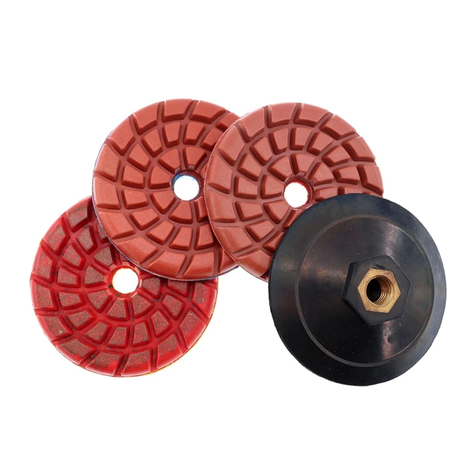 4 unids/Set Almohadilla de Pulido de Diamantes de 4 Pulgadas 3 Pasos Almohadillas de Pulido de Enlace de Cobre renovadas for Suelo de hormigón de mármol de Granito cuicui(Combon C)