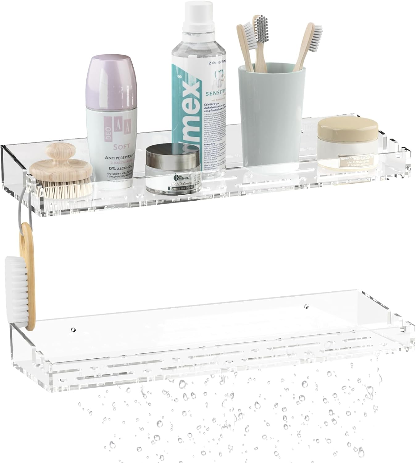 NiHome Clear Acrylic Shower Shelves 2Pack, Stick On Shower