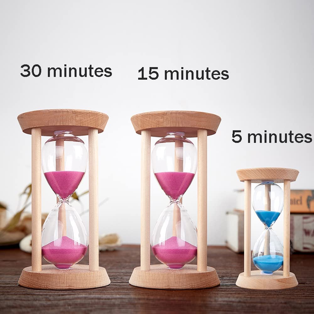 Kolorowy anty-spadający piasek zegar, gotowanie w kuchni, nauka dla dzieci, ozdoby dekoracyjne,Klepsydra(3pcs,(5+15+30) minutes)