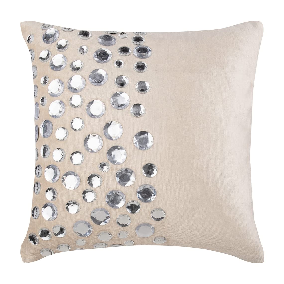 The HomeCentric Decorative Cushion Covers 40x40 cm (16x16 inch) Ivory, Velvet Throw Cushion Covers, Cushion Covers, Modern Throw Pillow Covers - Crystal Moonstone โ image 1