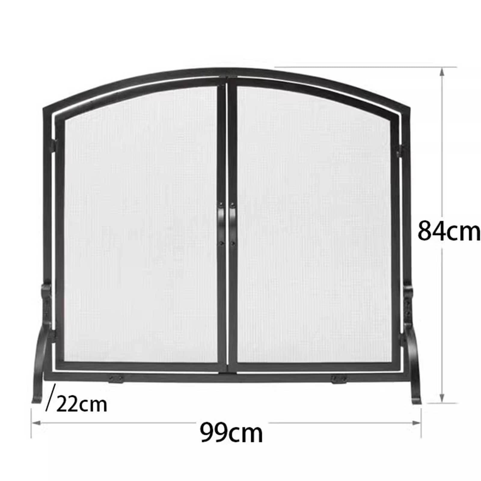 Parascintille Decorativo per Camino Ad Arco a 2 Porte - Copriscintilla per Camino in Ferro Battuto Artigianale con Rete Metallica per L'arredamento del Soggiorno,Brown