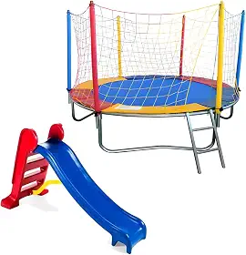 Kit Playground Cama Elástica Pula Pula Trampolim 2,30m Escorregador Médio Nacional Premium