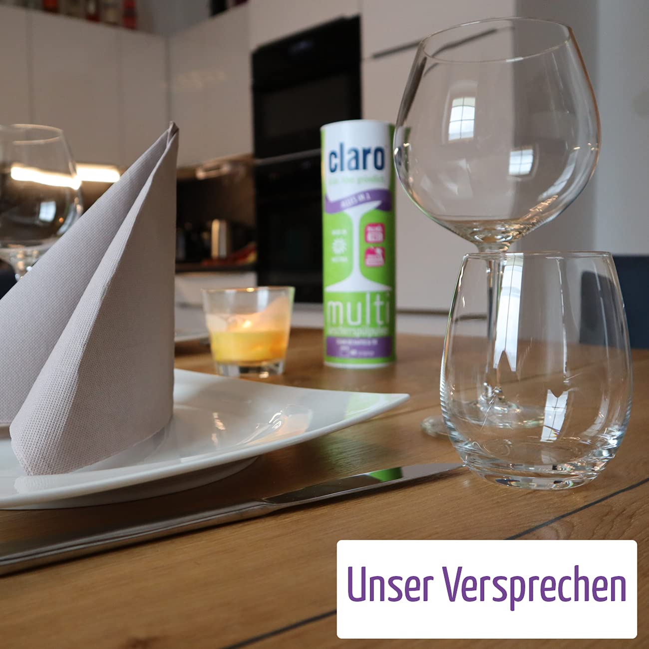 Claro Multi Alles-in-1 Geschirrspül-Pulver - Phosphatfrei & Umweltfreundlich - Öko-Spülmaschinen-Pulver - 3x 800 g