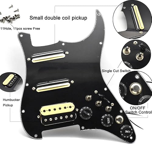 Miniatura 8 de Humbucker - Golpeador de guitarra eléctrica con cableado único cargado precableado SSH para guitarra SSH con control de placa de arañazos para