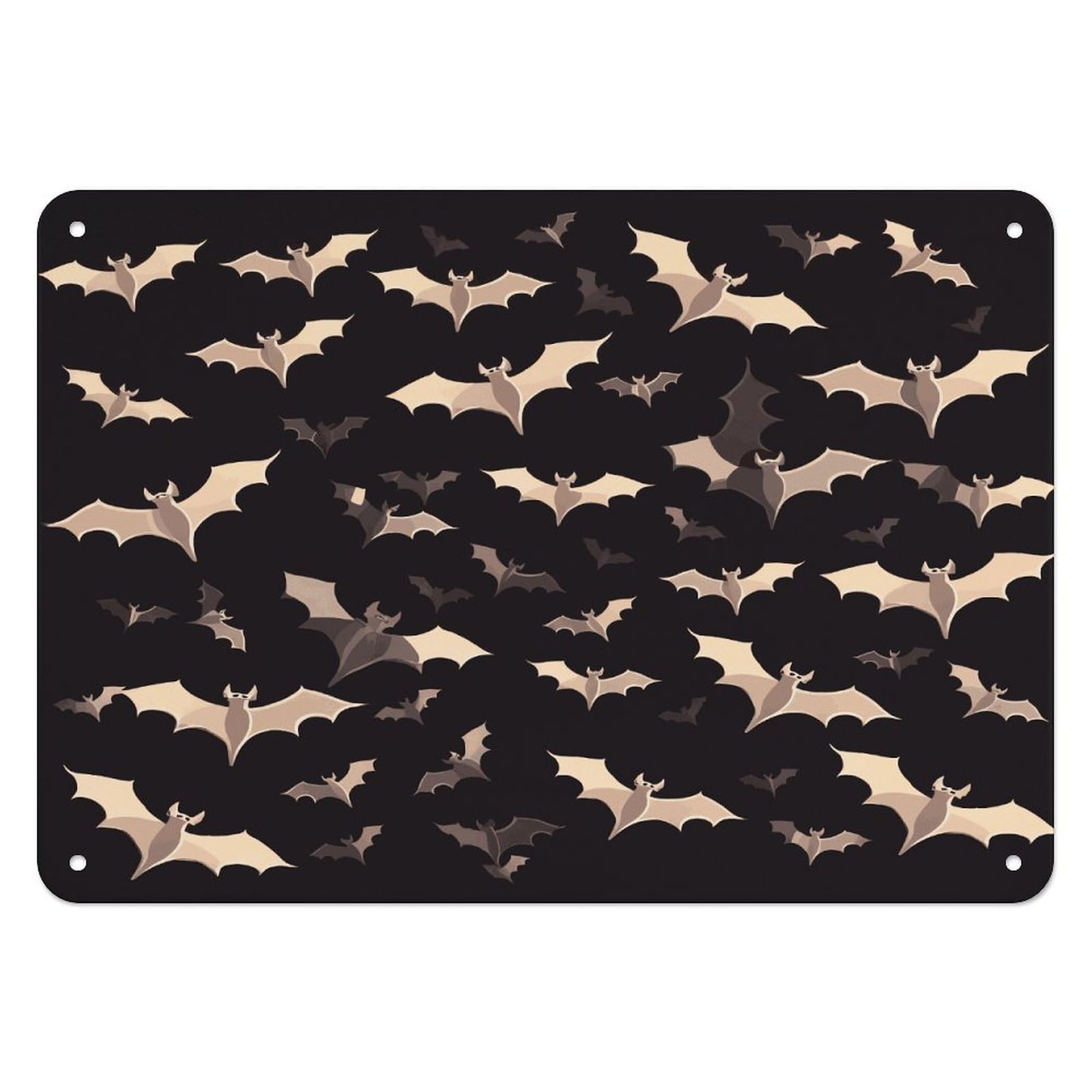 Btcowzrv Style Halloween Flying Bats Metal Sign, 5.5" X 7.9" Tin Wall Decor, Wall Art Plaques For Home Wedding Decor Room Living Room Decoration