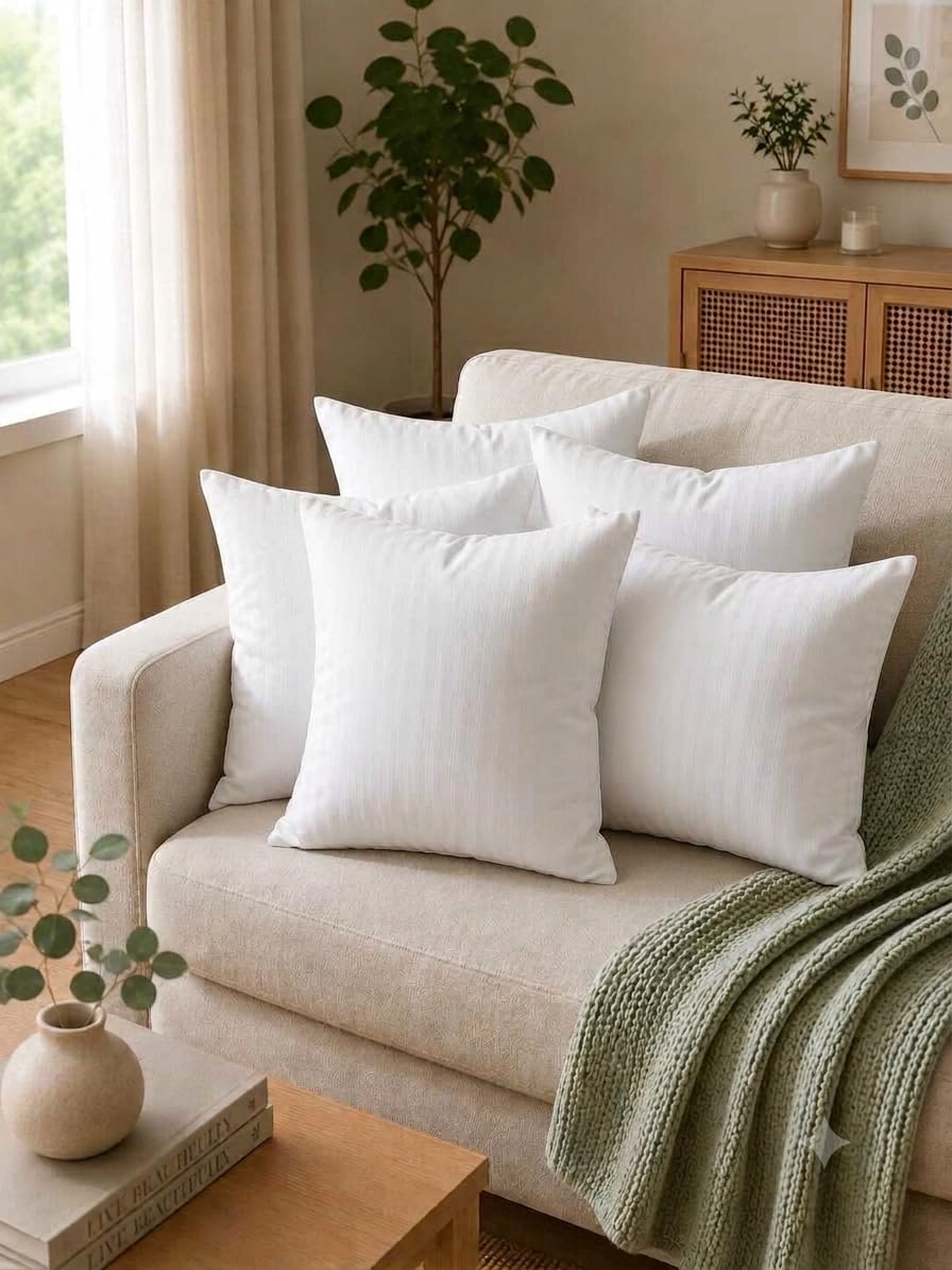 Pack of 2 Microfibre Cushion Stripes (White)-image-17