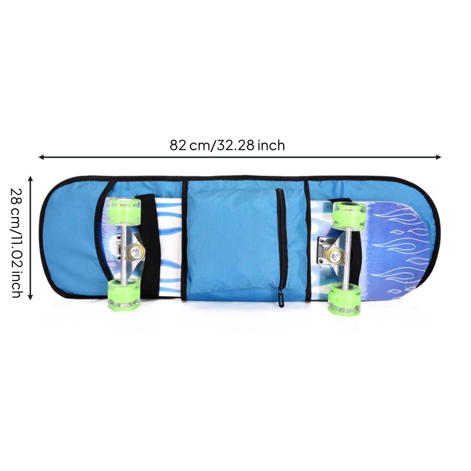predolo Sac à Dos Skateboard Sac Housse Porte-Planche Nylon et Polyester Robustes Protection Contre la Pluie Straps Réglables Rembourrage Épaules Élément, Bleu, Planche 90CM