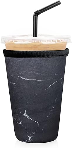 Miniatura 1 de Calla - Funda para café helado funda de neopreno para bebidas frías reutilizable para tus bebidas favoritas mármol negro
