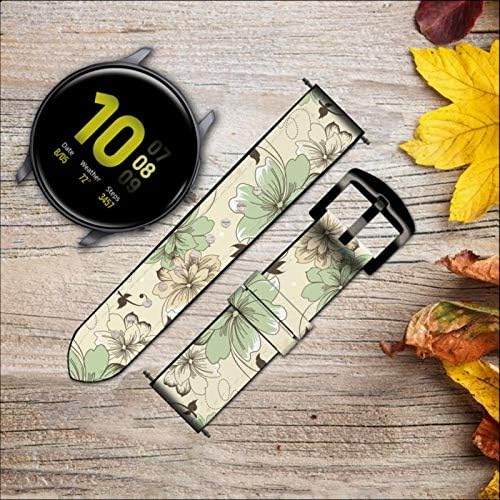 Miniatura 2 de CA0236 Flower Floral Vintage Art Pattern Leather & Silicone Smart Watch Band Strap for Samsung Galaxy Watch Watch3, Gear S3 Models Gear S3 Frontier