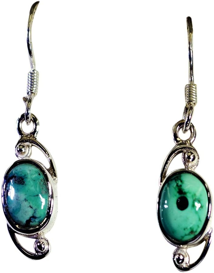 Genuine Turquoise Earrings For Women Sterling Silver Birthstone Fashion Fish Hook Jewelry